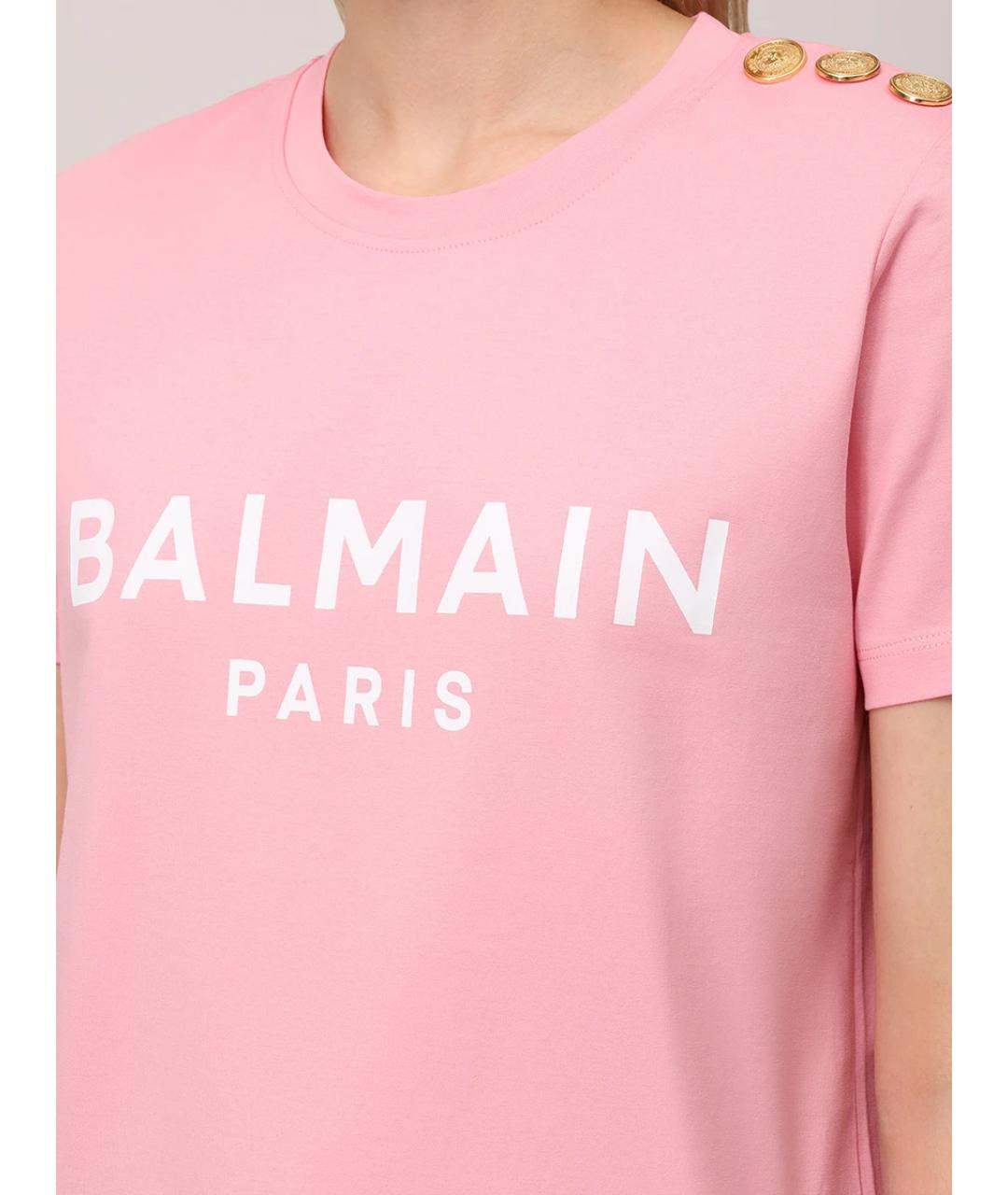 BALMAIN Розовая хлопковая футболка, фото 5