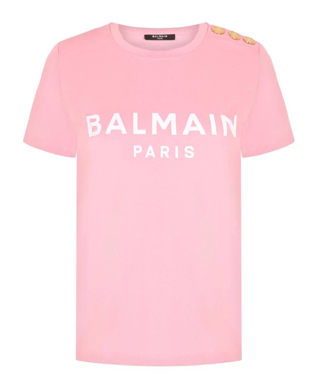 BALMAIN Розовая хлопковая футболка, фото 1