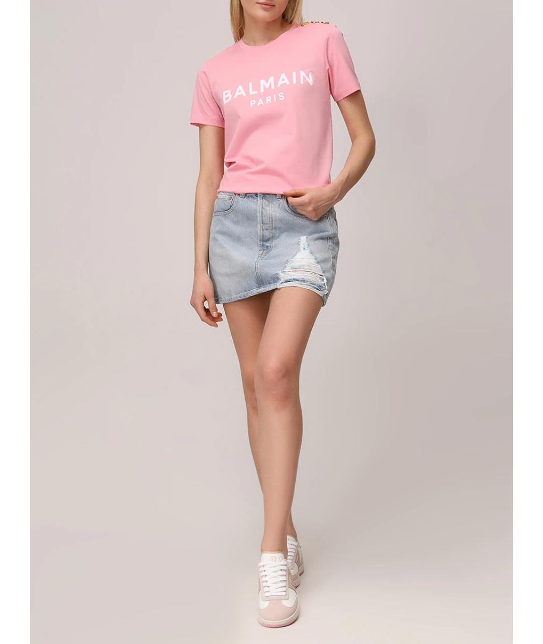 BALMAIN Розовая хлопковая футболка, фото 2
