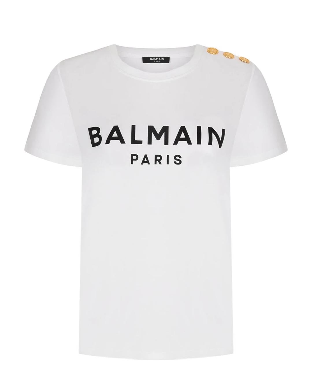 BALMAIN Белая хлопковая футболка, фото 1