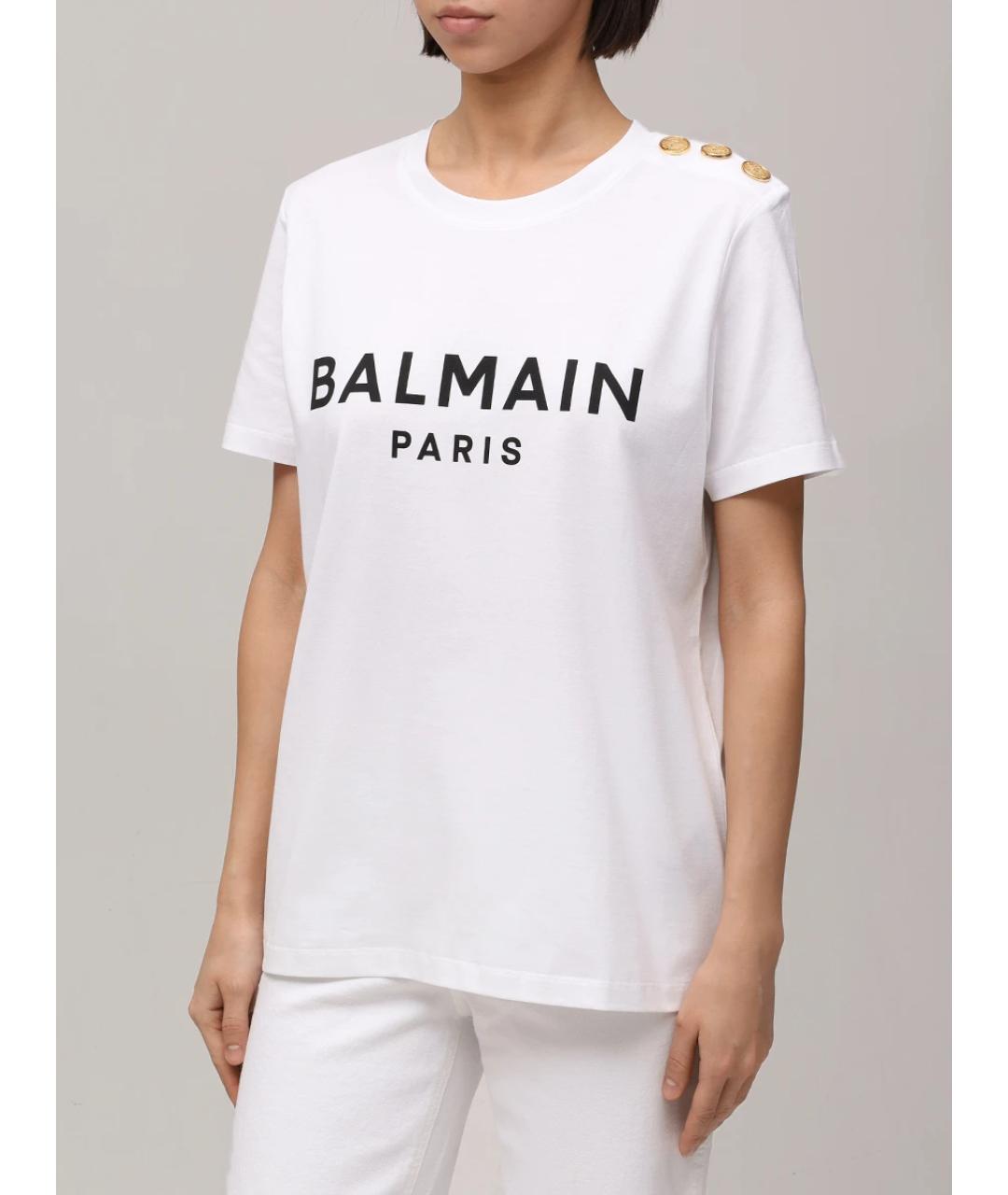 BALMAIN Белая хлопковая футболка, фото 4