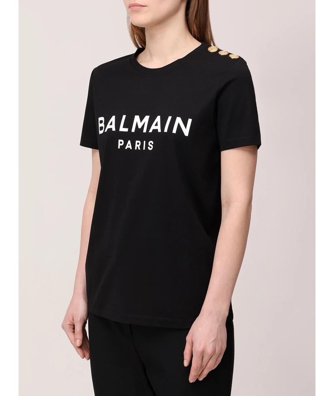 BALMAIN Черная хлопковая футболка, фото 4