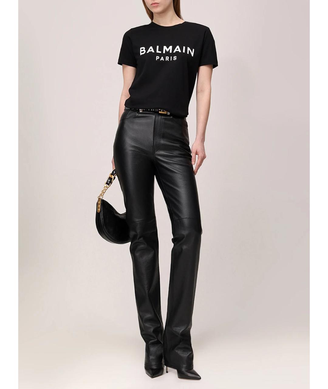 BALMAIN Черная хлопковая футболка, фото 2
