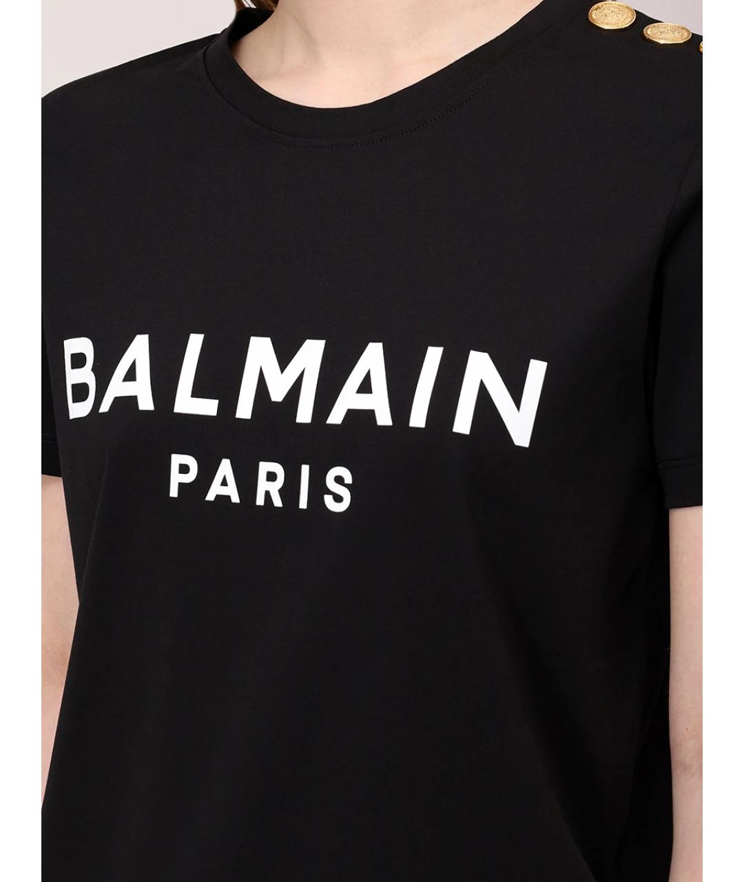 BALMAIN Черная хлопковая футболка, фото 5