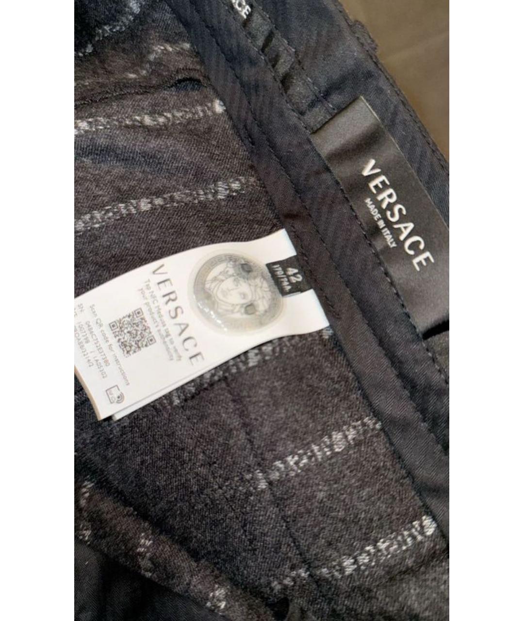 VERSACE Антрацитовая шерстяная юбка мини, фото 3