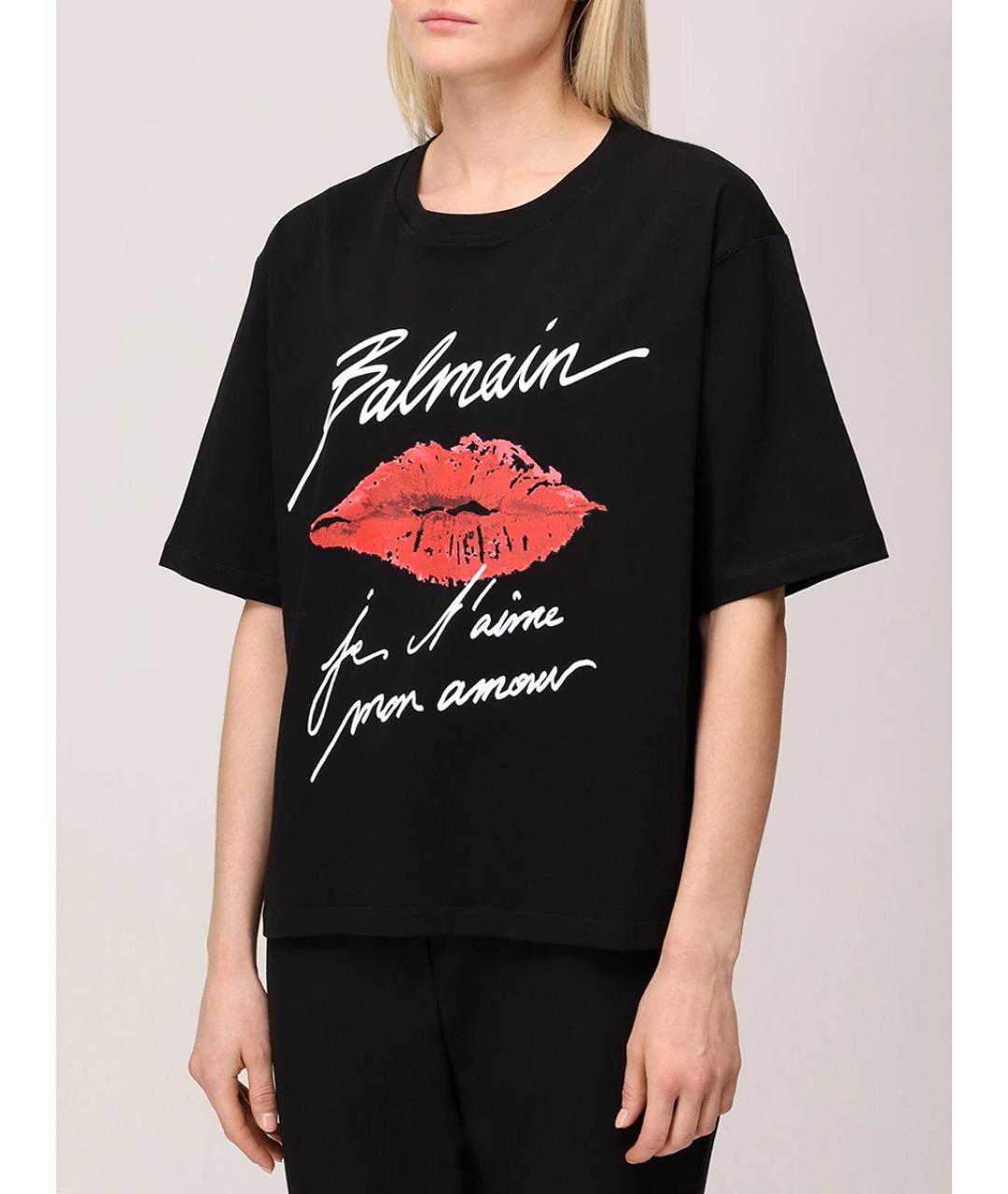 BALMAIN Черная хлопковая футболка, фото 4