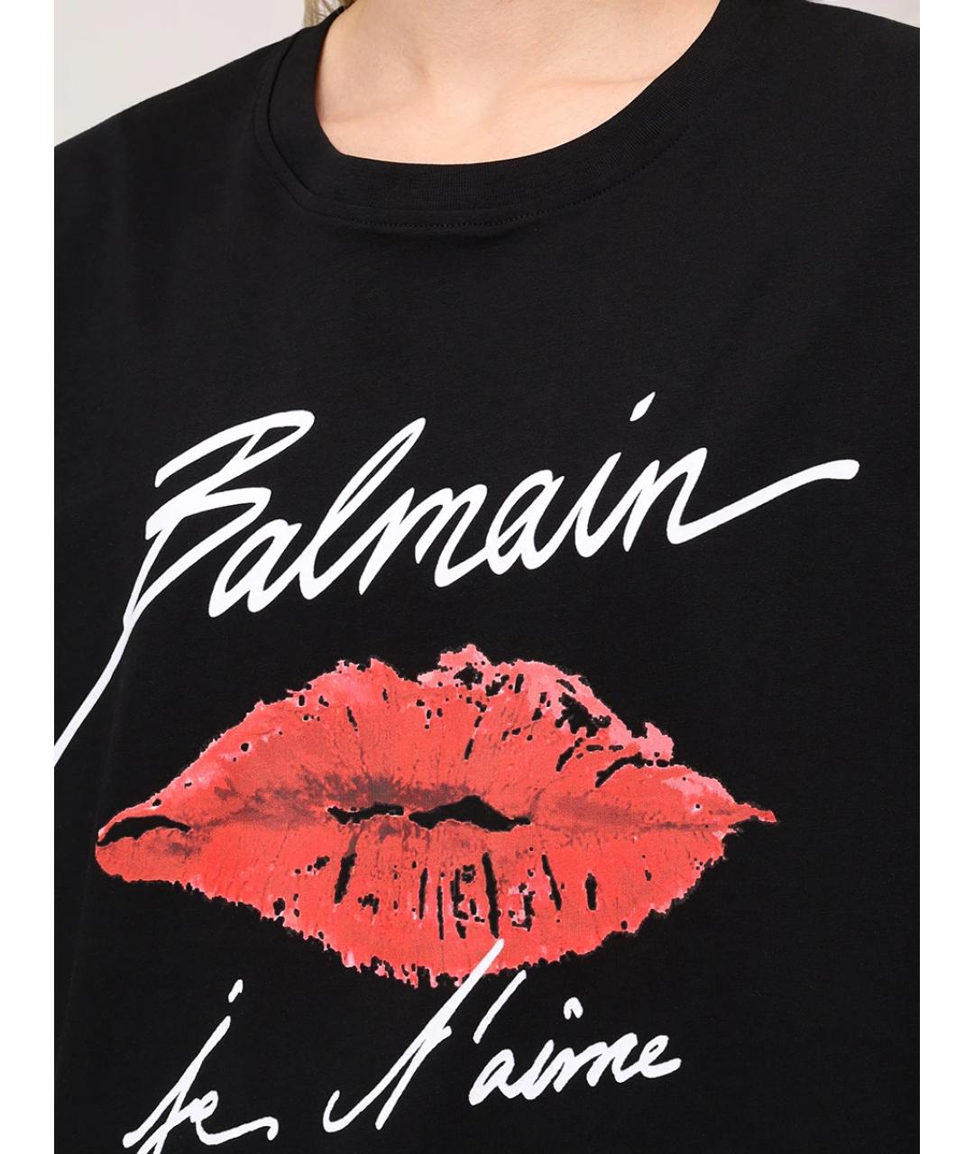 BALMAIN Черная хлопковая футболка, фото 6