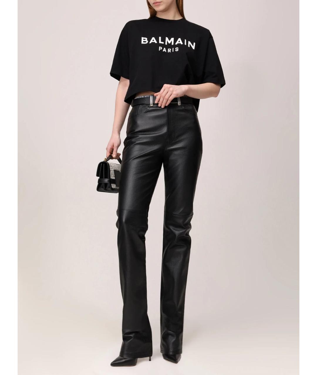 BALMAIN Черная хлопковая футболка, фото 2