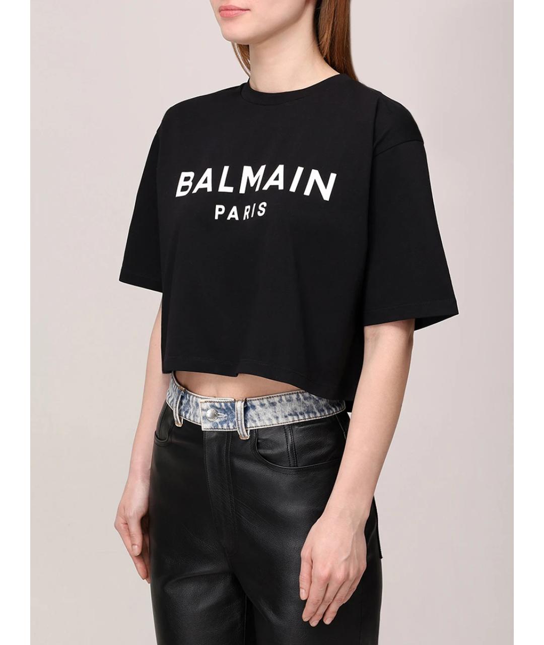 BALMAIN Черная хлопковая футболка, фото 4
