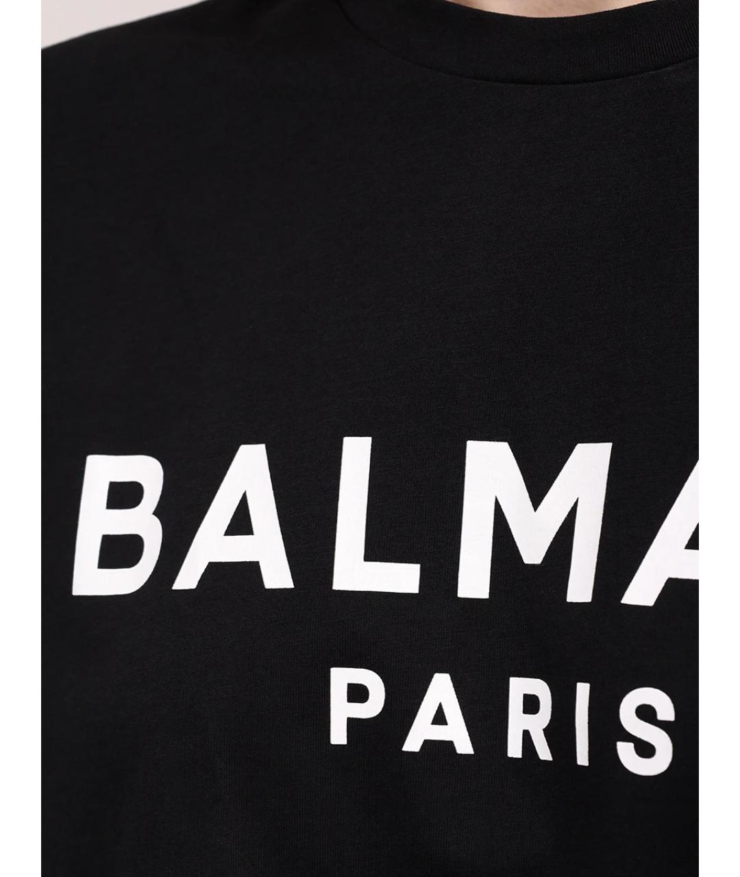 BALMAIN Черная хлопковая футболка, фото 6
