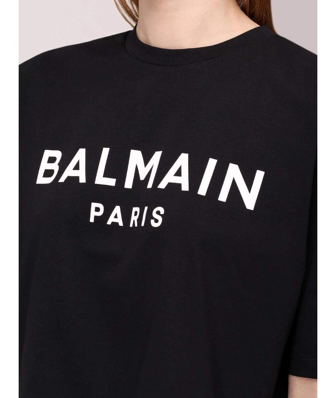 BALMAIN Черная хлопковая футболка, фото 5