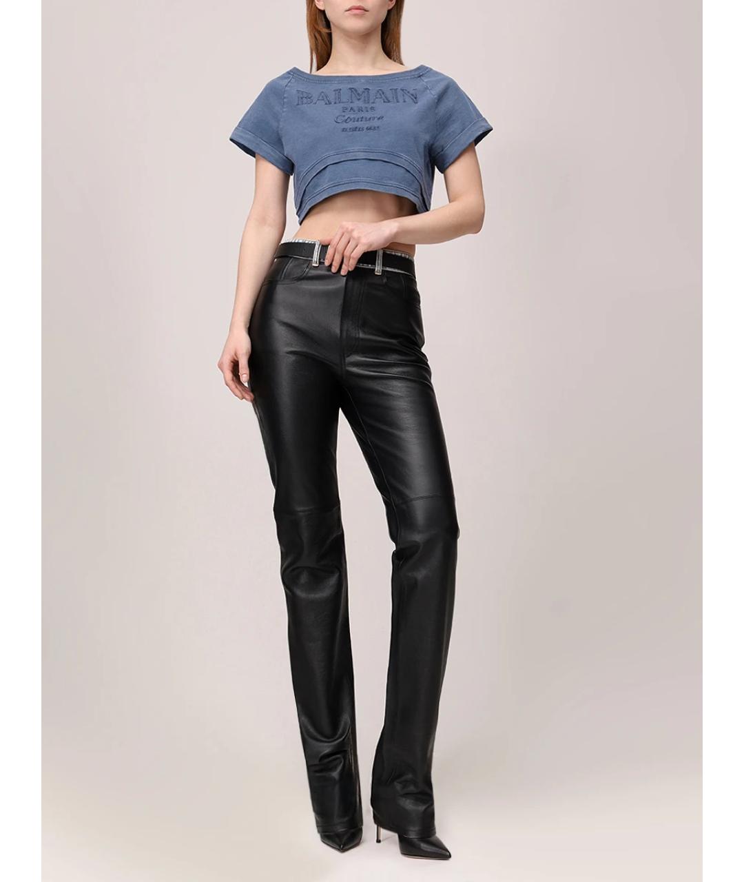 BALMAIN Синяя хлопковая футболка, фото 2