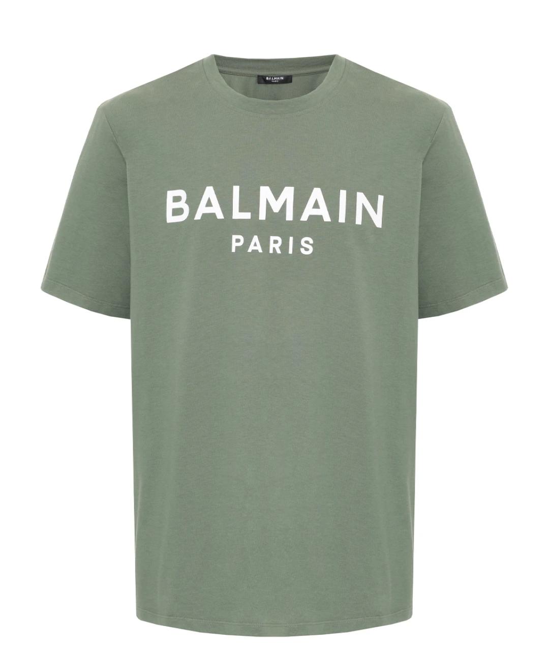 BALMAIN Зеленая хлопковая футболка, фото 1