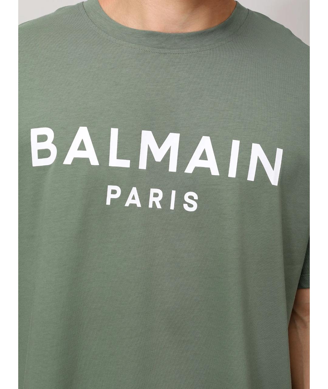 BALMAIN Зеленая хлопковая футболка, фото 5
