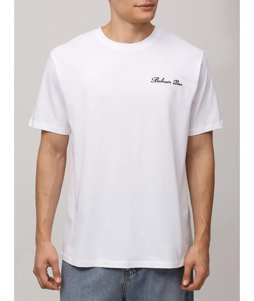 BALMAIN Белая хлопковая футболка, фото 4