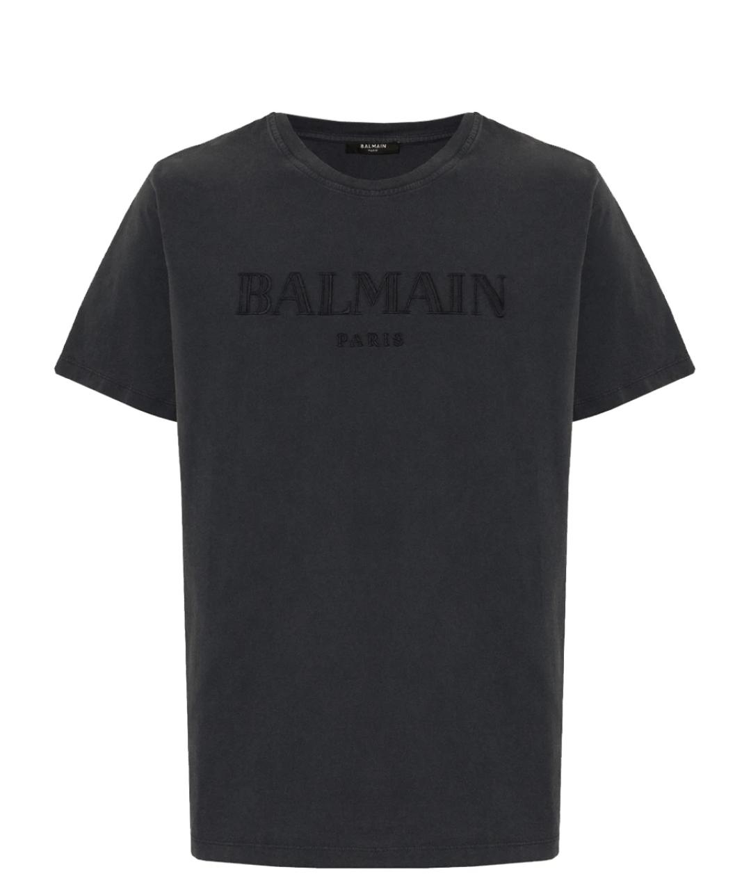 BALMAIN Серая хлопковая футболка, фото 1