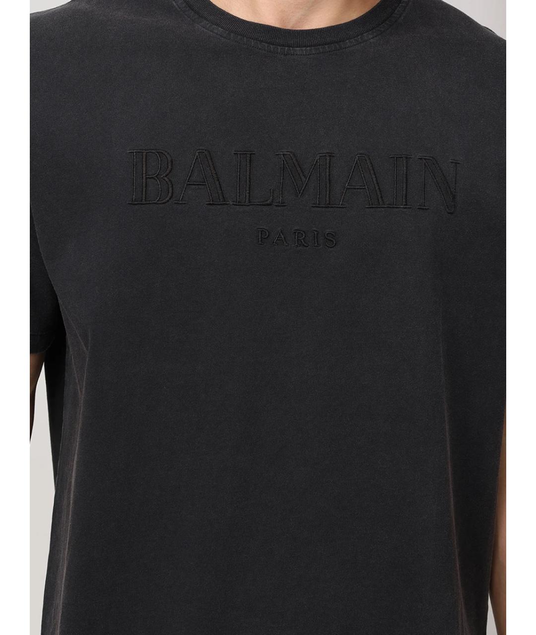 BALMAIN Серая хлопковая футболка, фото 5
