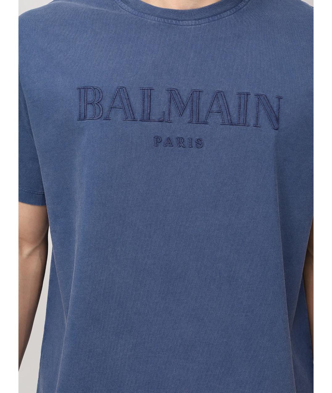 BALMAIN Синяя хлопковая футболка, фото 5