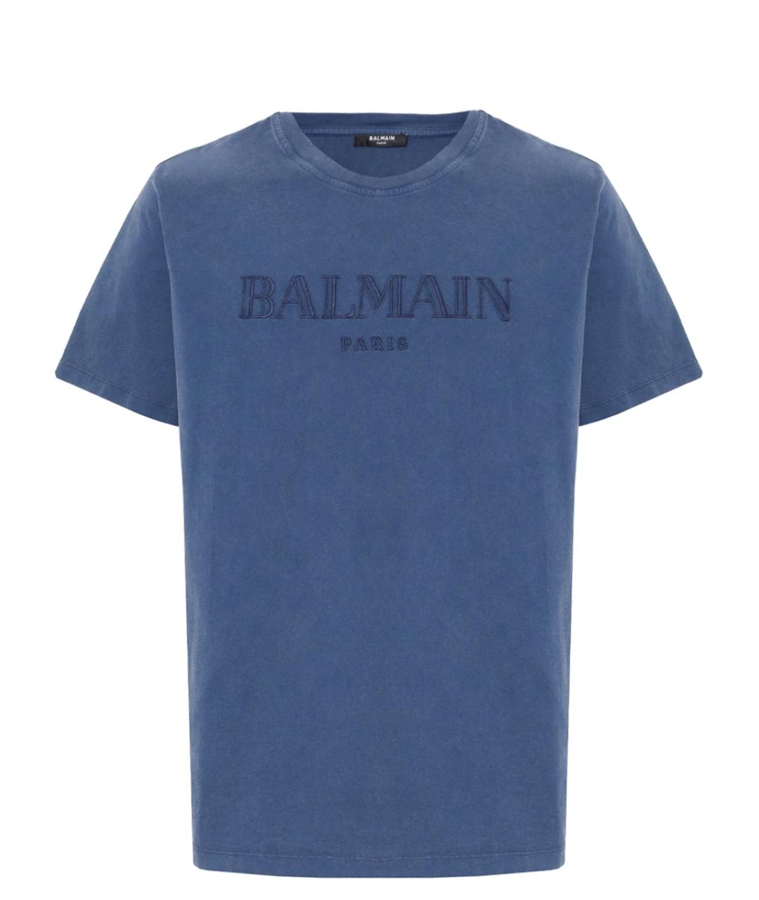 BALMAIN Синяя хлопковая футболка, фото 1