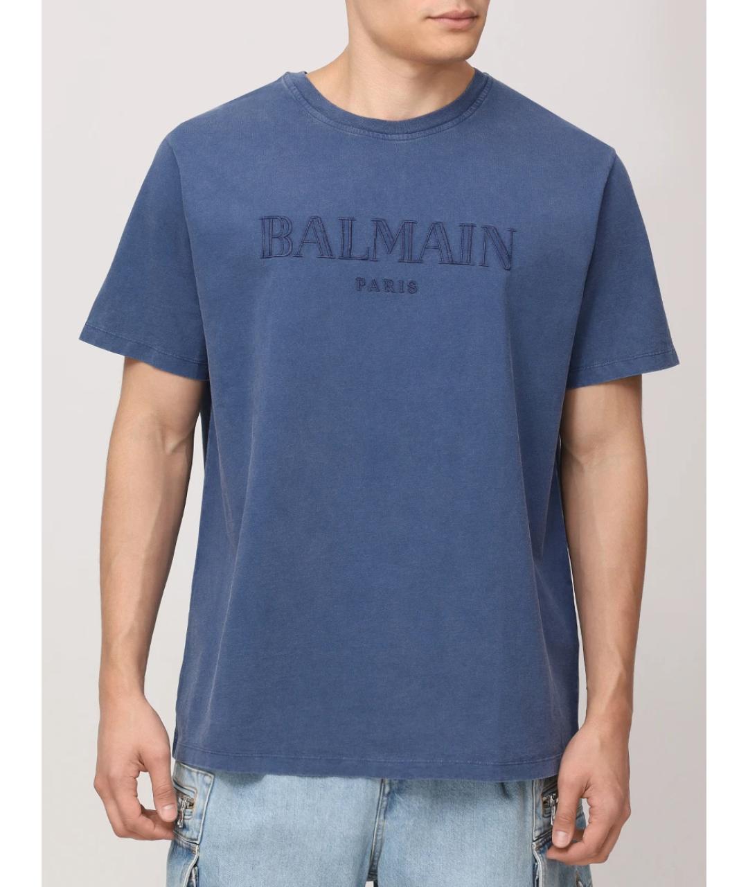 BALMAIN Синяя хлопковая футболка, фото 4