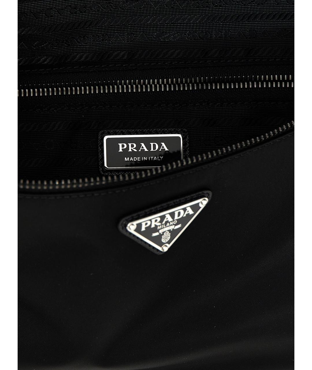PRADA Черная синтетическая поясная сумка, фото 3