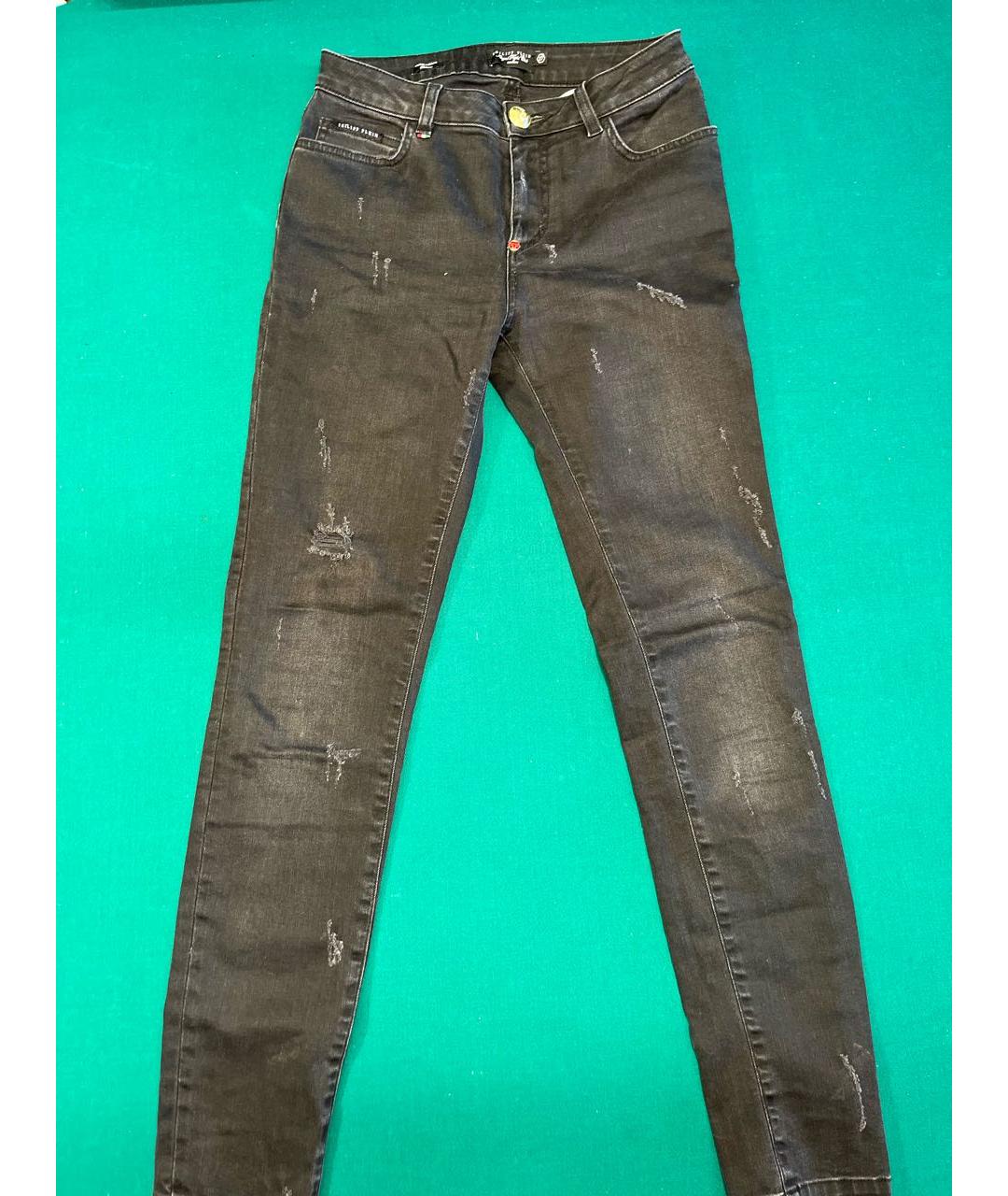 PHILIPP PLEIN Антрацитовые хлопко-эластановые джинсы слим, фото 6