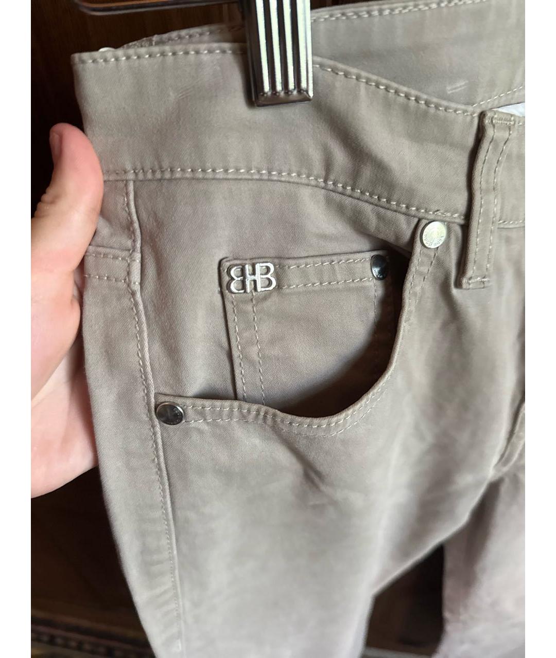 HUGO BOSS Бежевые хлопко-эластановые прямые брюки, фото 4