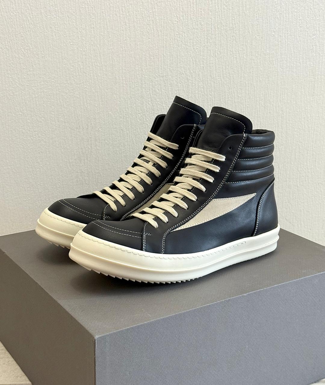 RICK OWENS Черные кожаные кеды, фото 2