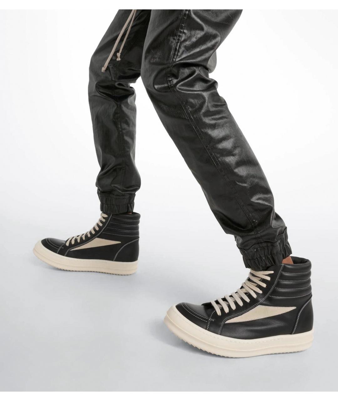 RICK OWENS Черные кожаные кеды, фото 5