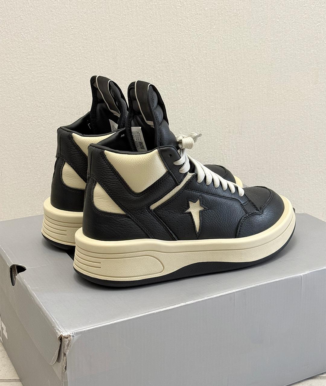 RICK OWENS Черные кожаные кроссовки, фото 8