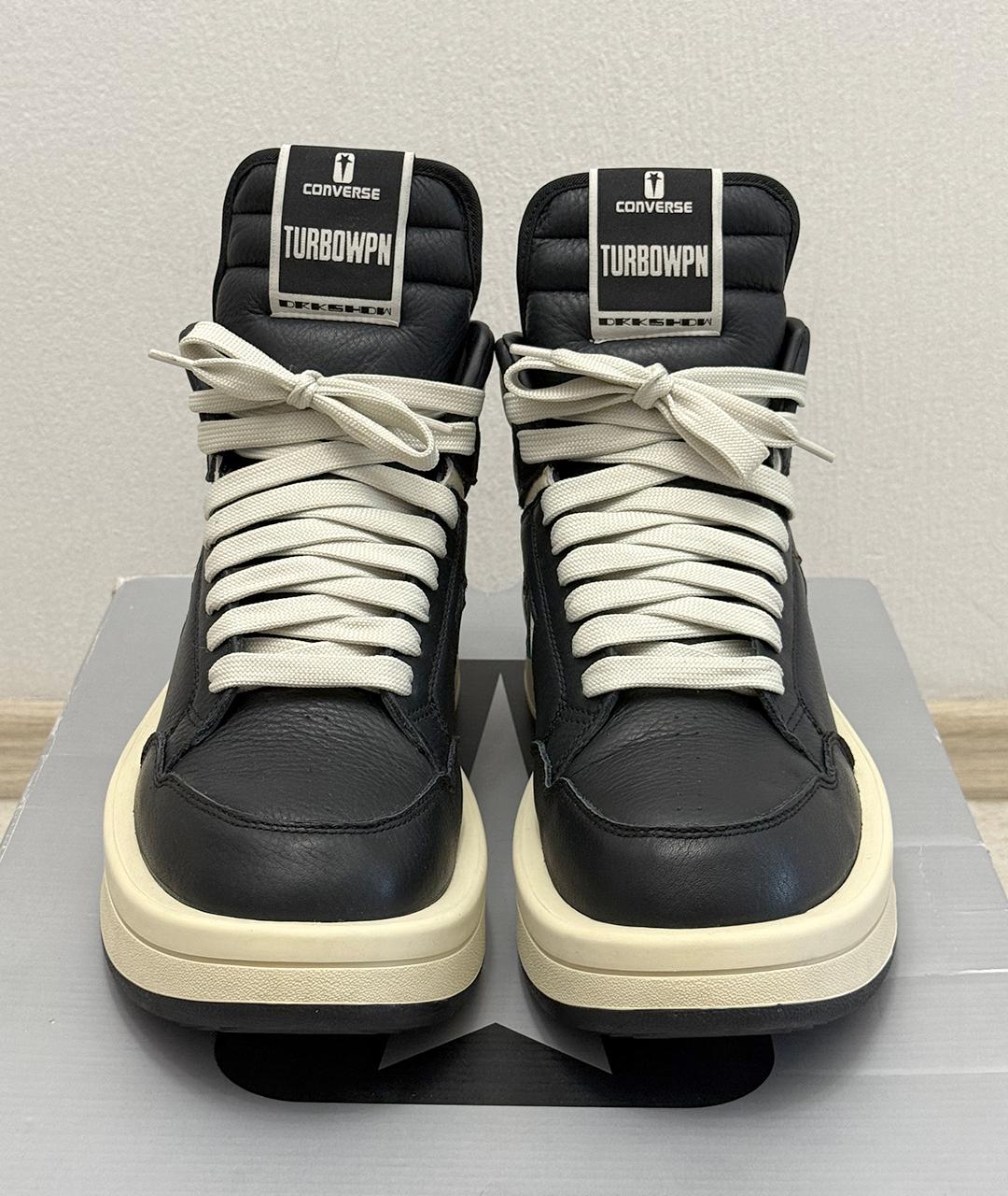 RICK OWENS Черные кожаные кроссовки, фото 3