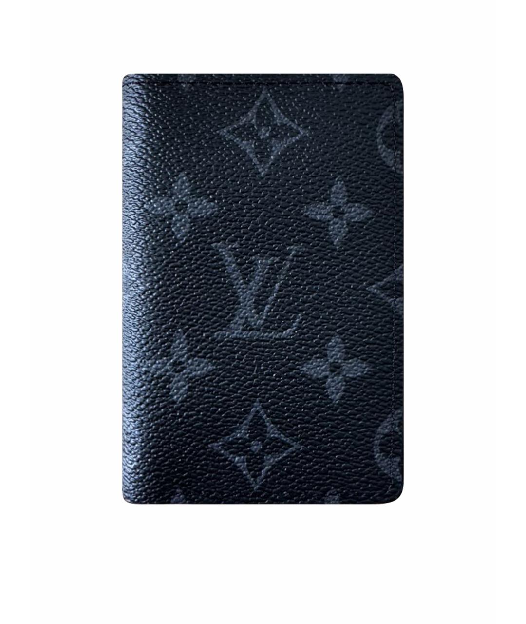 LOUIS VUITTON Антрацитовый кожаный кардхолдер, фото 1