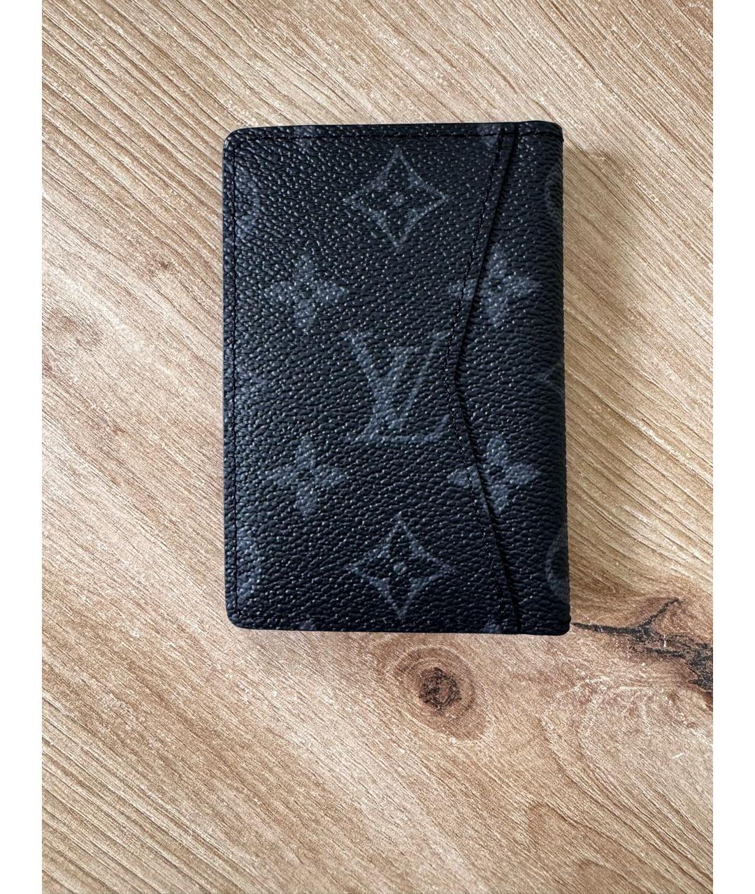 LOUIS VUITTON Антрацитовый кожаный кардхолдер, фото 2
