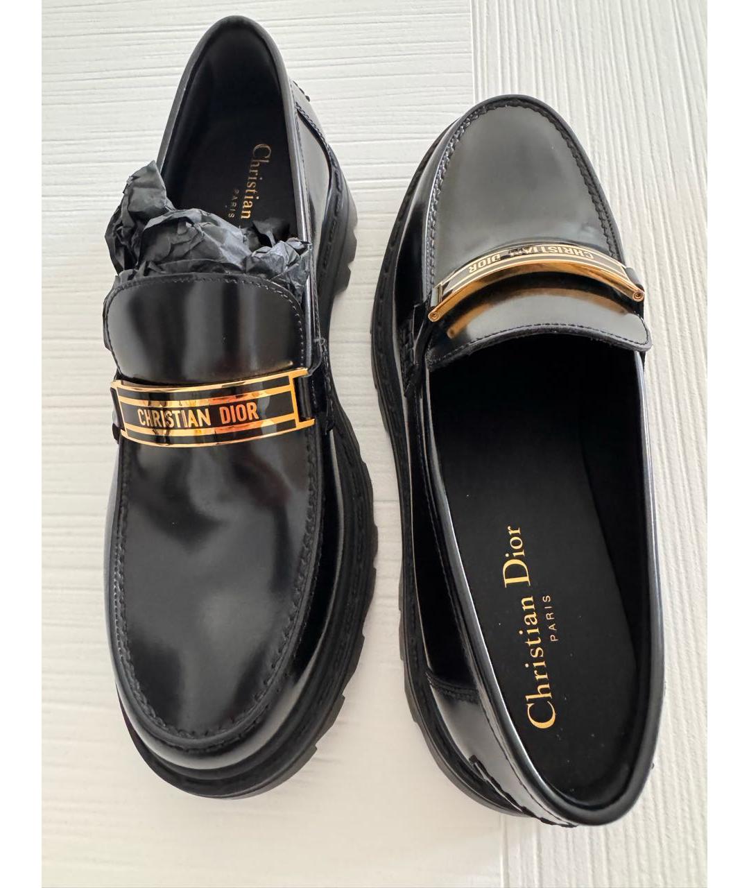 CHRISTIAN DIOR Черные кожаные лоферы, фото 4