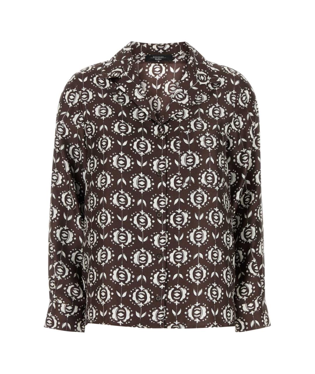 WEEKEND MAX MARA Коричневая шелковая рубашка, фото 1