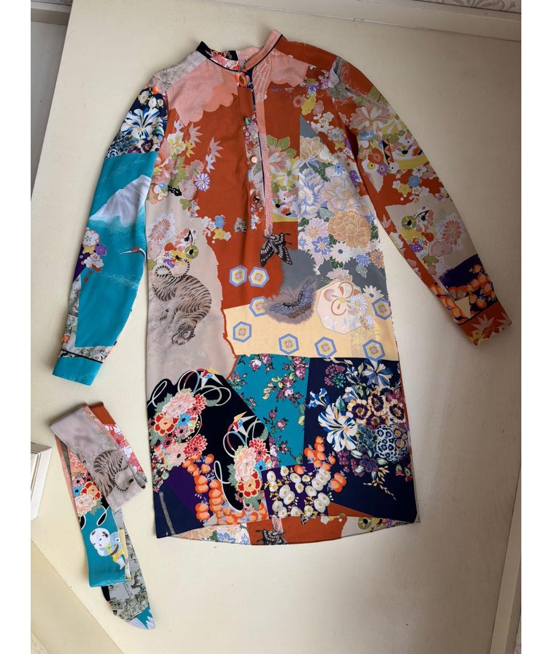 GUCCI Мульти шелковое повседневное платье, фото 9