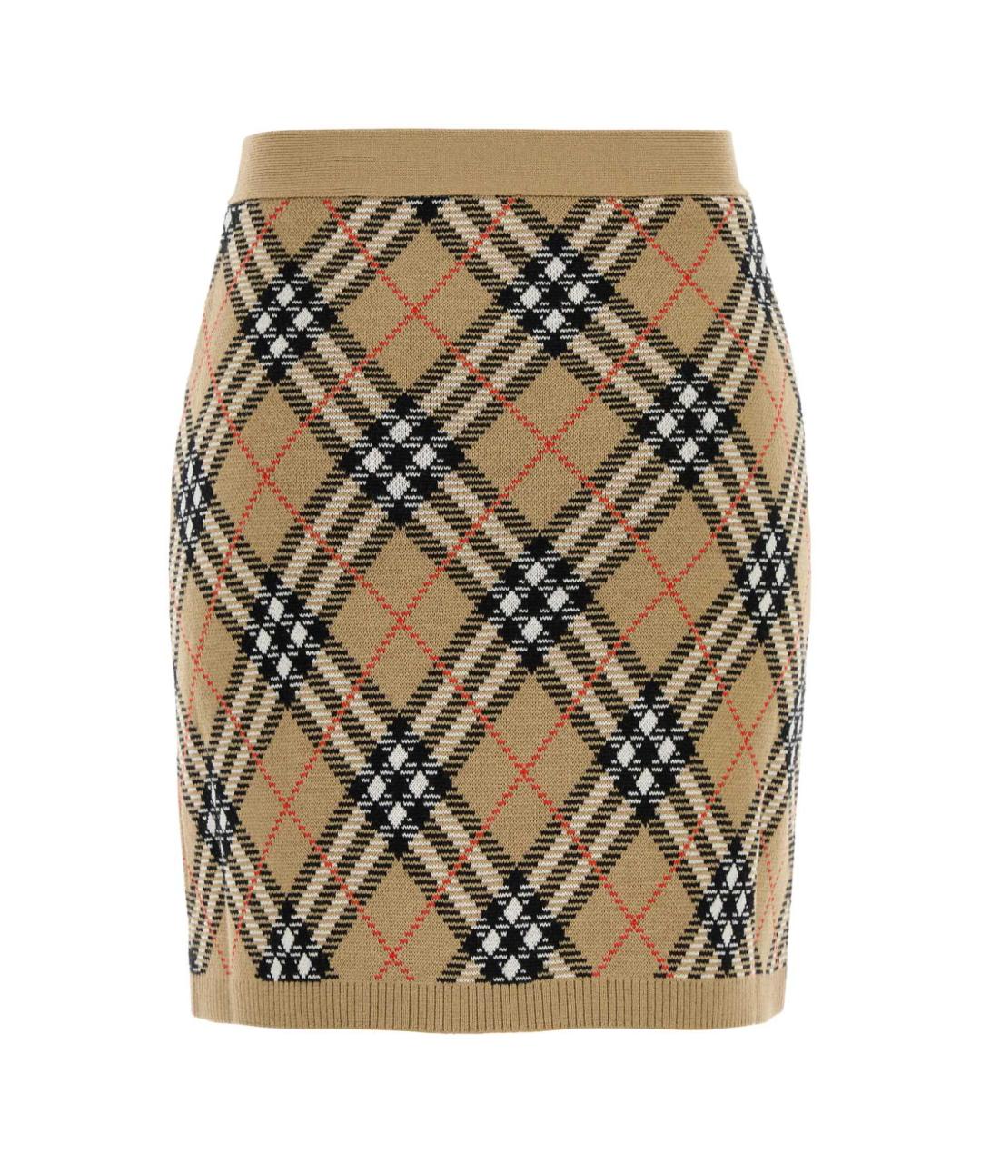 BURBERRY Бежевая шерстяная юбка миди, фото 2