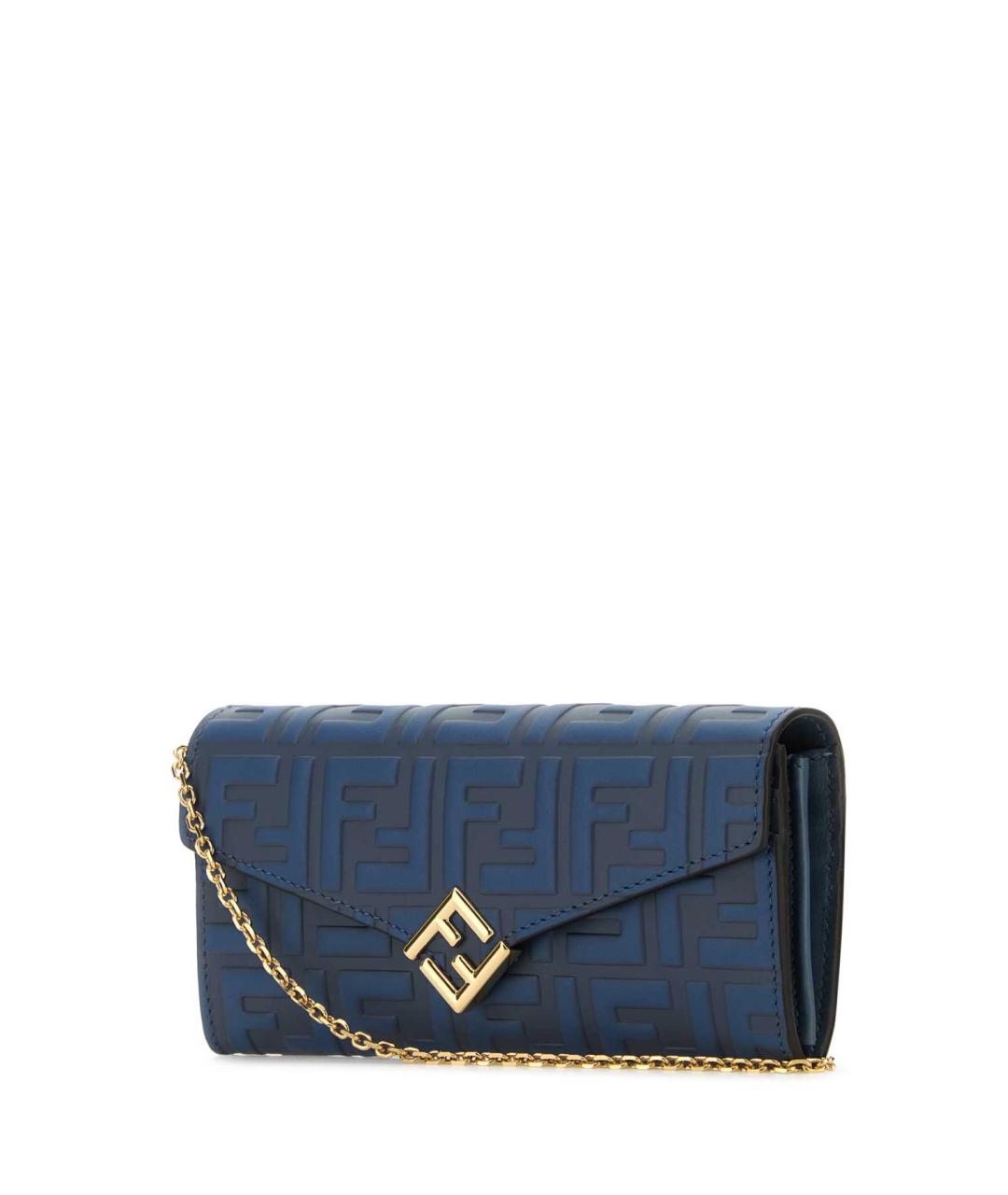 FENDI Темно-синий кожаный кошелек, фото 2