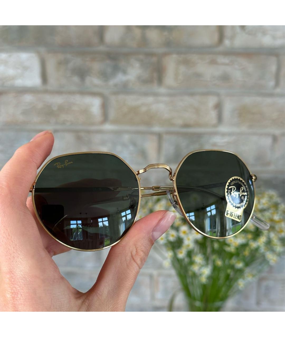 RAY BAN Хаки металлические солнцезащитные очки, фото 4
