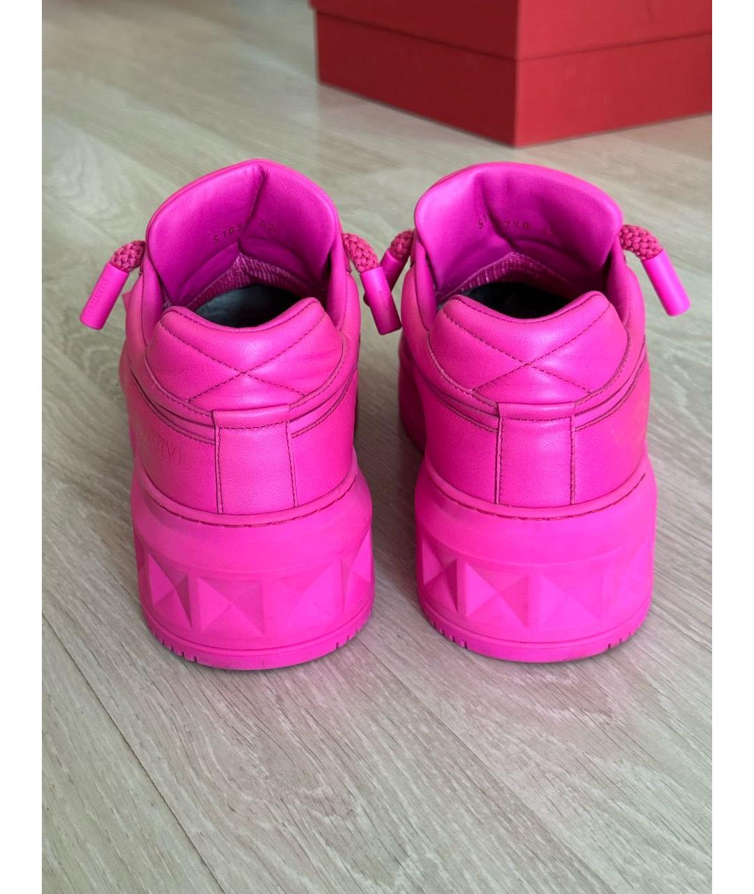 VALENTINO Розовые кожаные кеды, фото 6