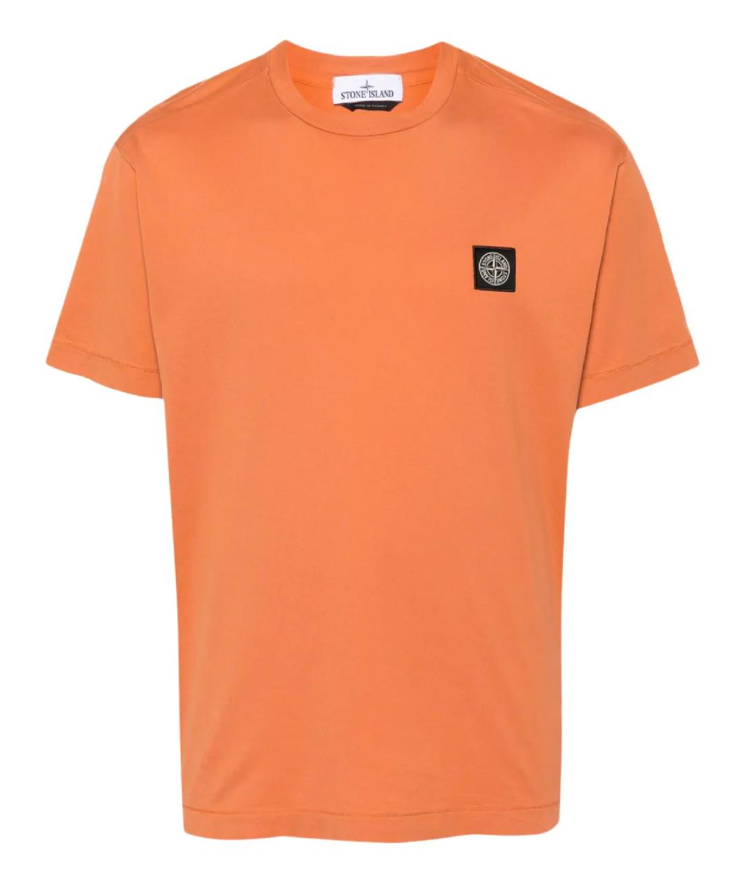 STONE ISLAND Оранжевая хлопковая футболка, фото 1