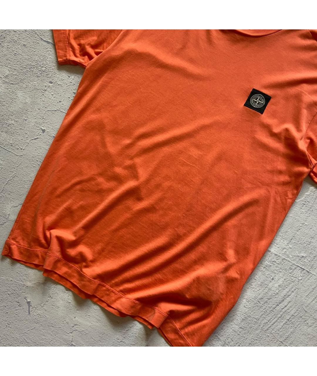 STONE ISLAND Оранжевая хлопковая футболка, фото 2
