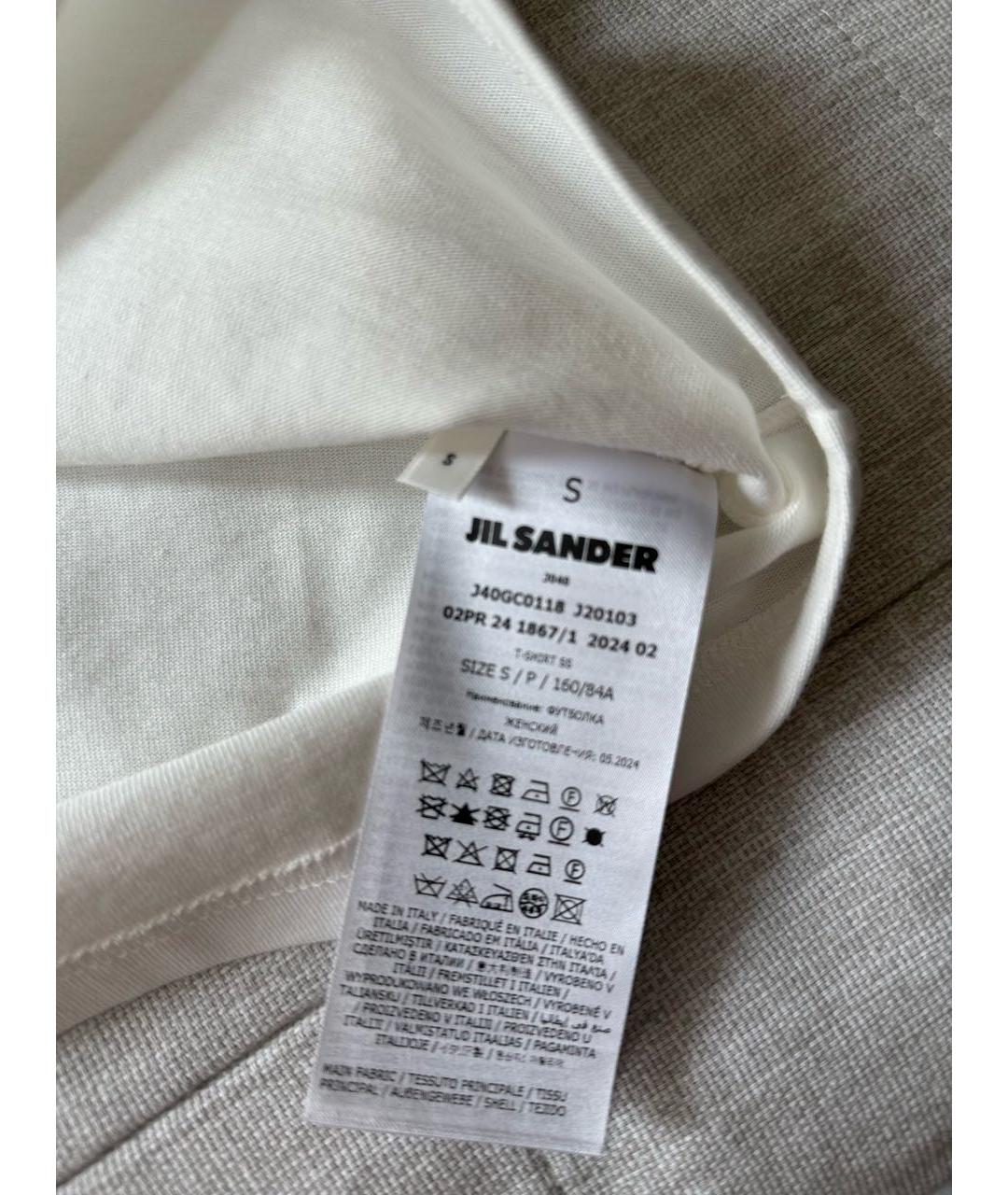 JIL SANDER Белая хлопковая футболка, фото 5
