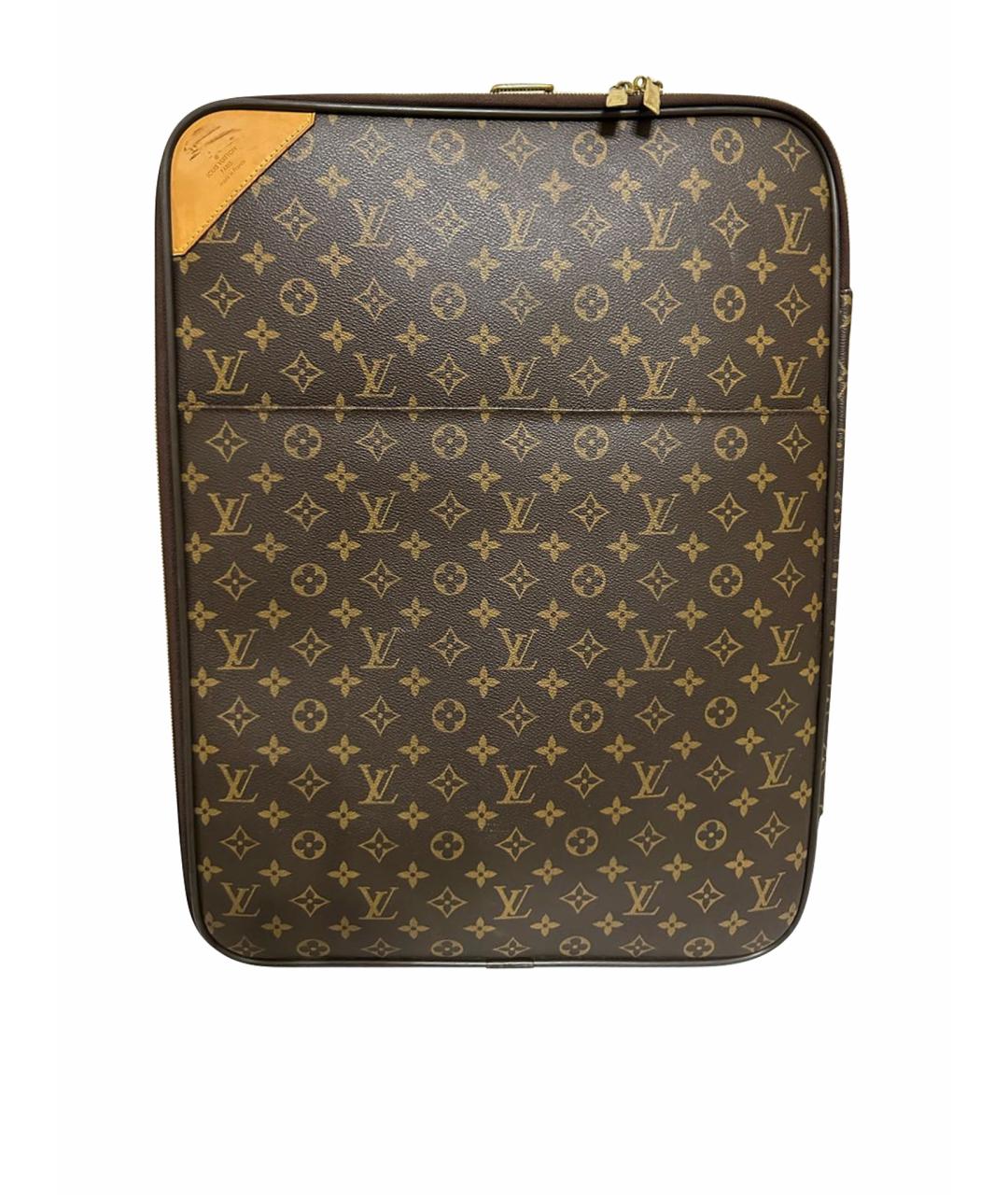 LOUIS VUITTON Коричневый кожаный чемодан, фото 1