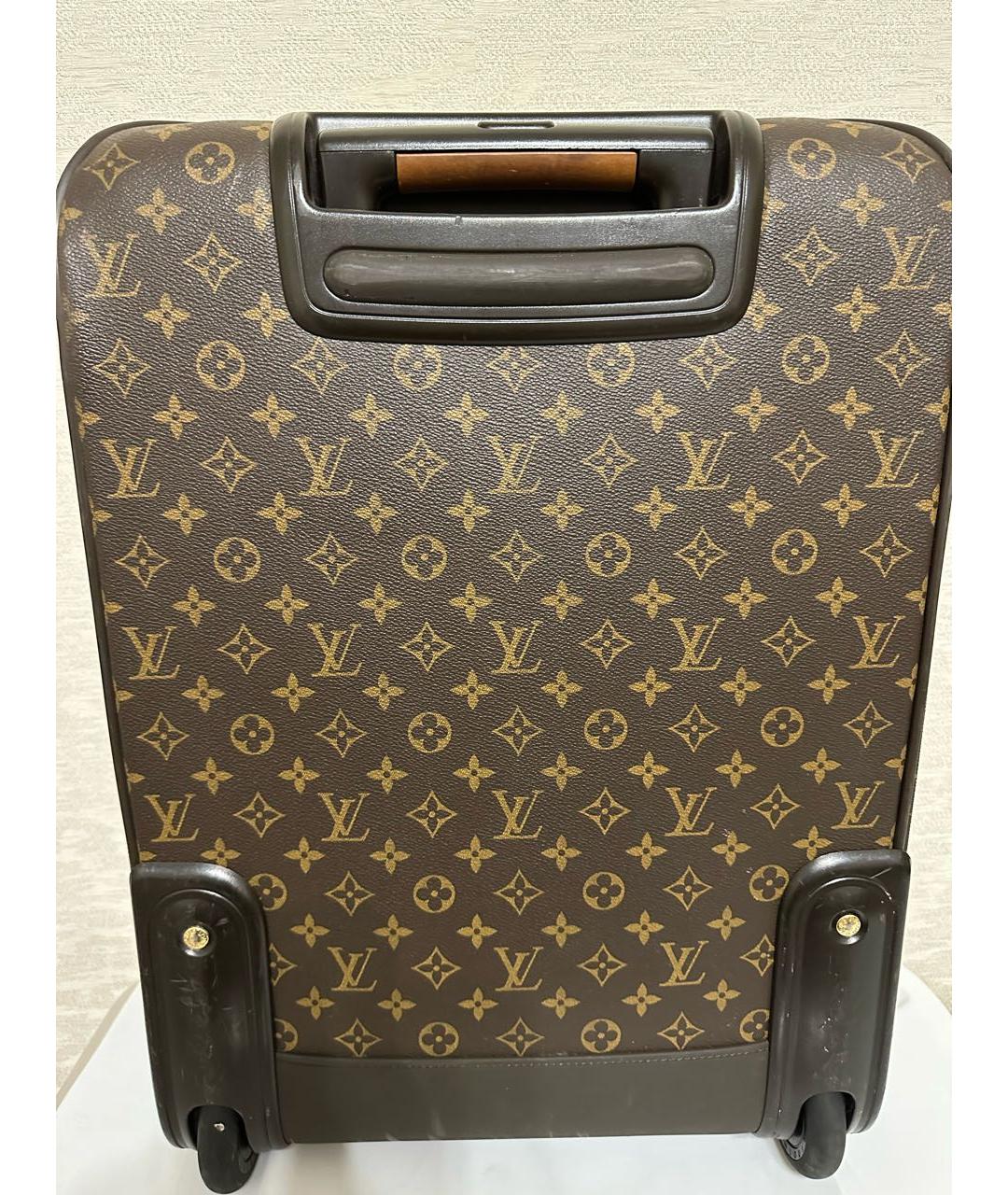 LOUIS VUITTON Коричневый кожаный чемодан, фото 2
