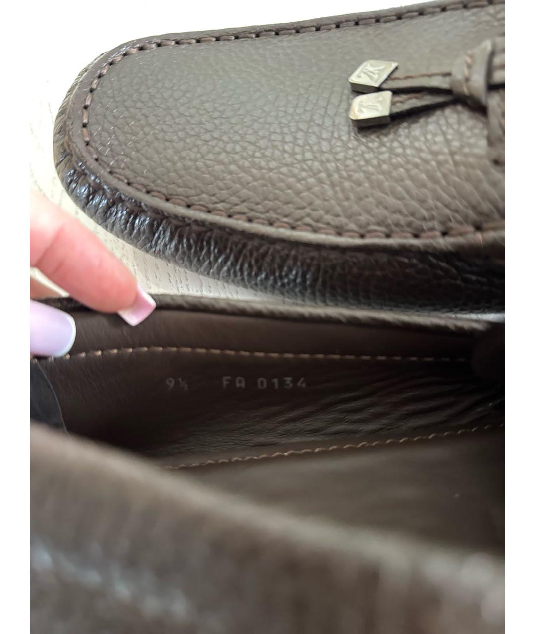 LOUIS VUITTON Коричневые кожаные мокасины, фото 5