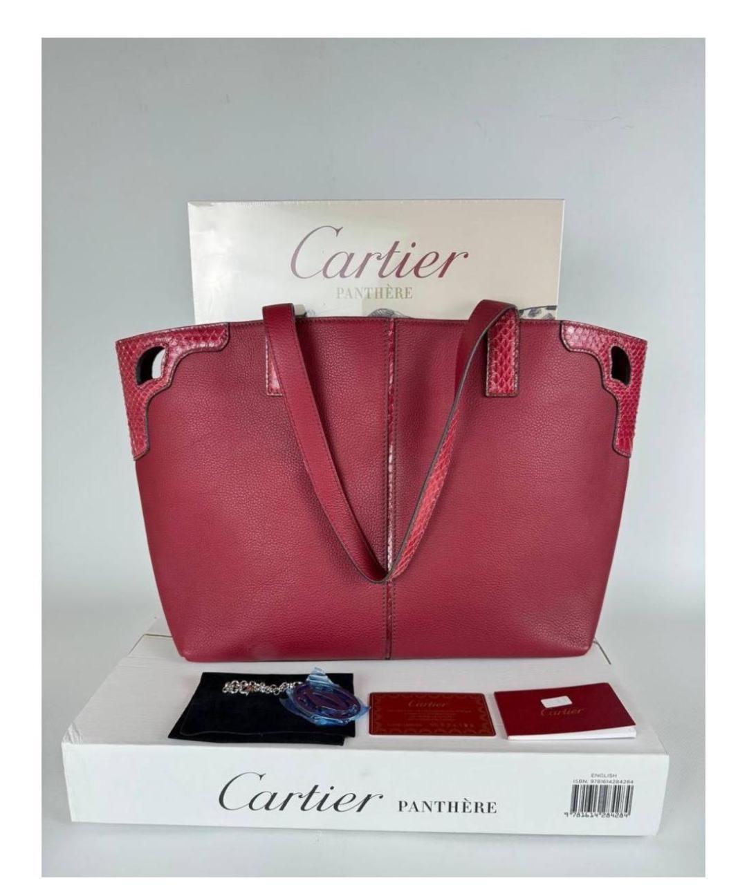 CARTIER Бордовая кожаная сумка тоут, фото 2