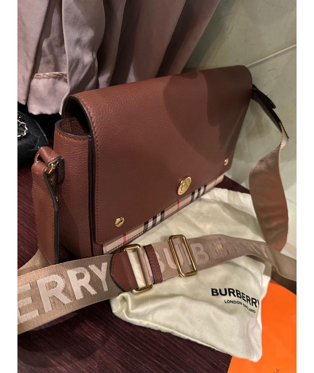 BURBERRY Коричневая кожаная сумка через плечо, фото 2