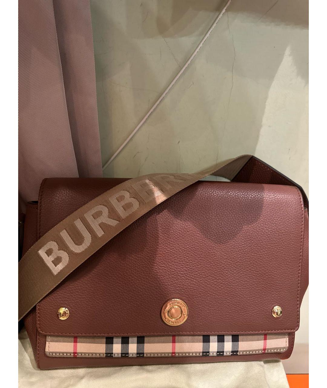 BURBERRY Коричневая кожаная сумка через плечо, фото 6
