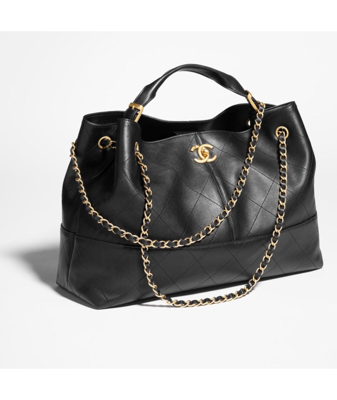 CHANEL Черная кожаная сумка тоут, фото 2